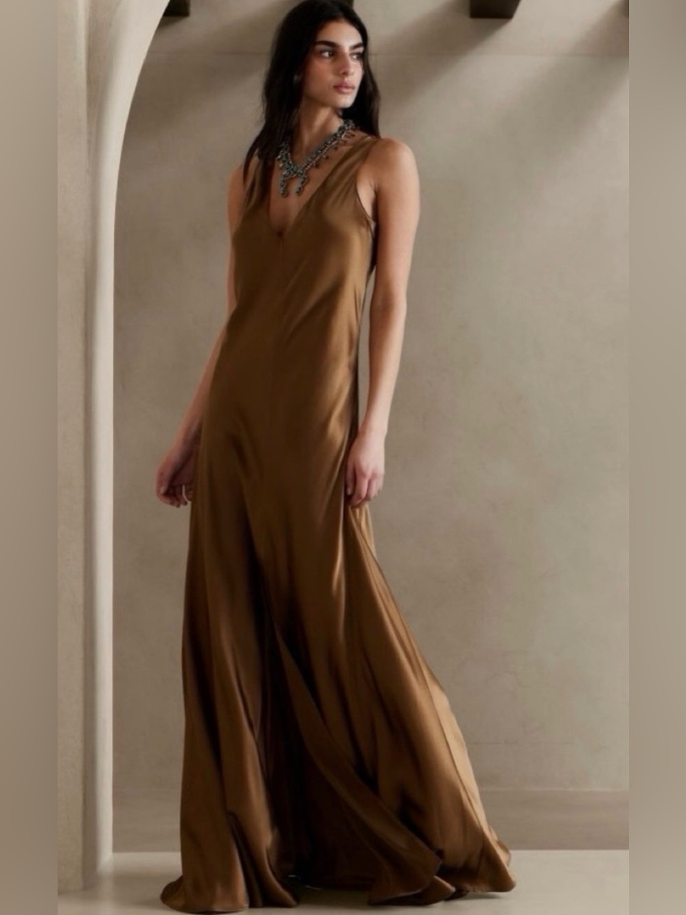 Banana Republic Olive Slip Maxi Dress